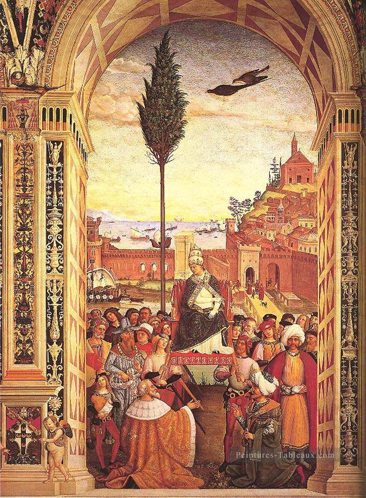 Énée Piccolomini arrive à Ancône Renaissance Pinturicchio Peintures à l'huile